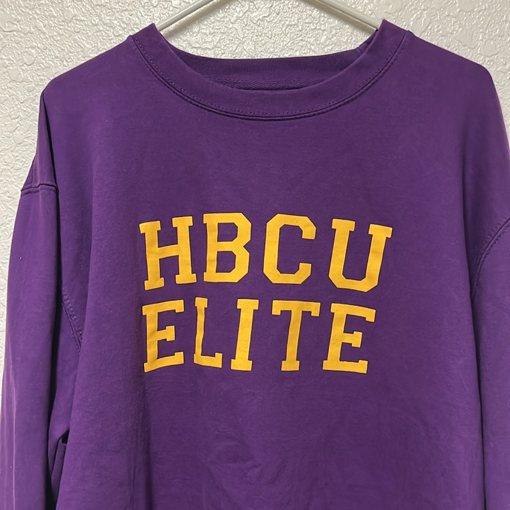 HBCU ELITE Purple w Yellow font Crewneck Sweatshirt Size XL - Picture 4 of 12